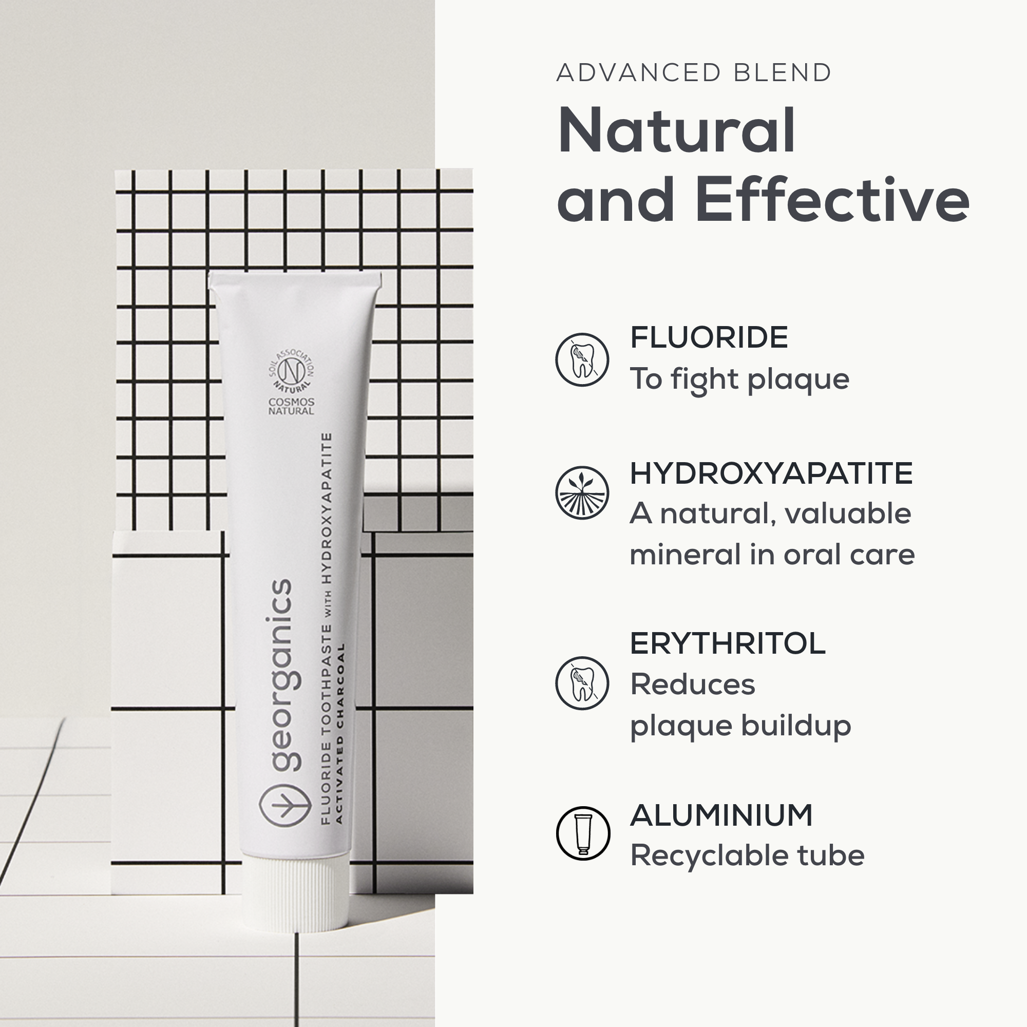 Fluoride Toothpaste with Hydroxyapatite - Charcoal