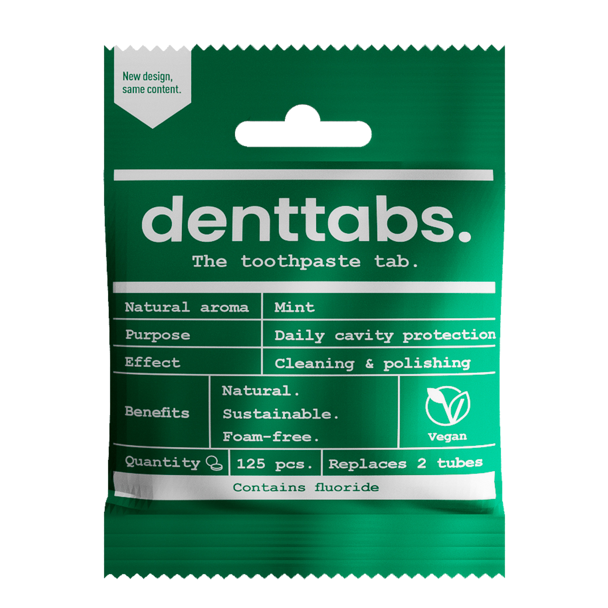 Denttabs - Toothpaste tablets MINT with FLUORIDE - 125 tabs