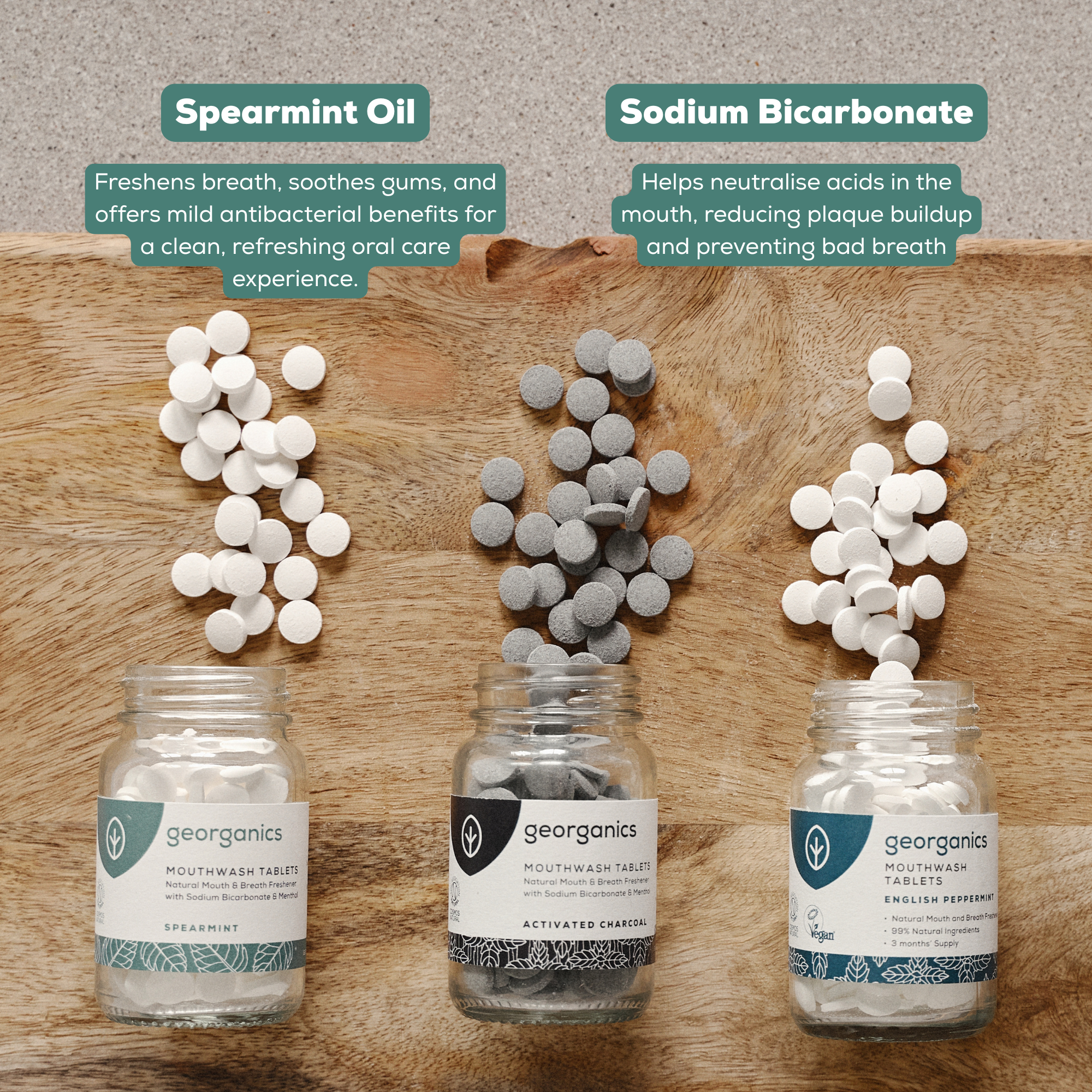 Natural Mouthwash Tablets - Spearmint 