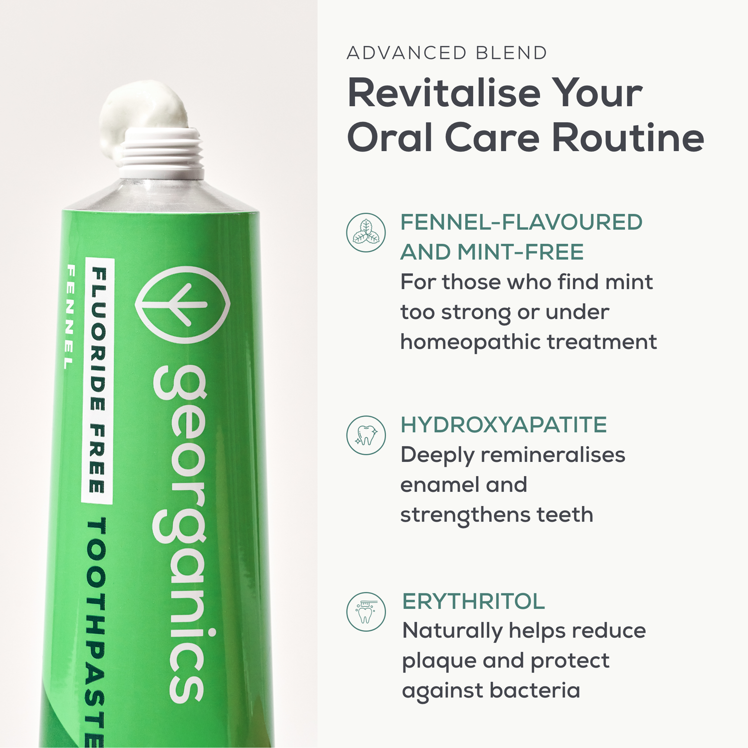 NEW - Toothpaste with Hydroxyapatite - Fennel - Fluoride Free