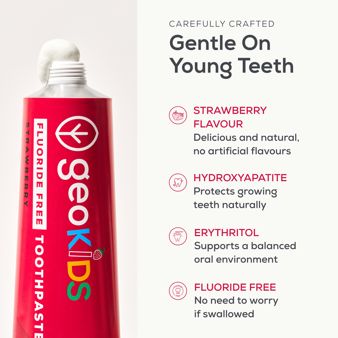 NEW - Kids Toothpaste with Hydroxyapatite - Strawberry - Fluoride Free